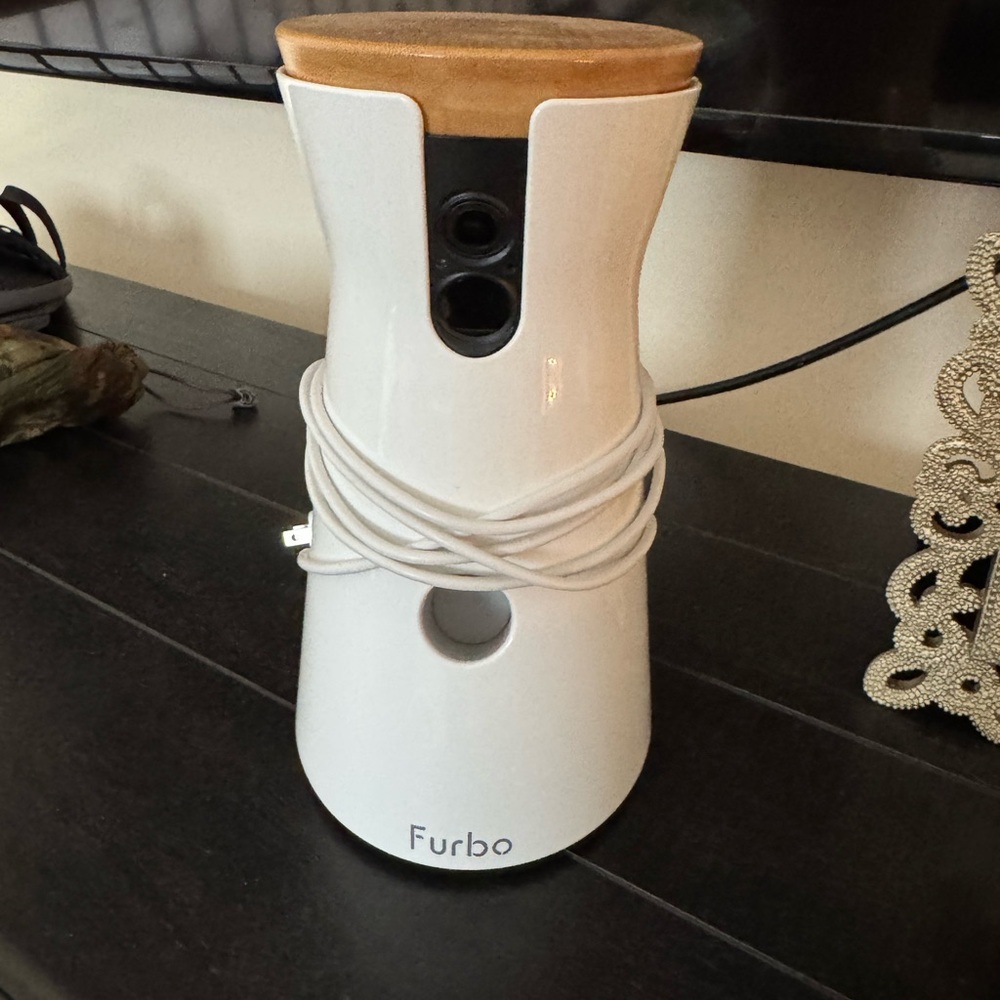 Furbo Dog Camera - White with Wood Top